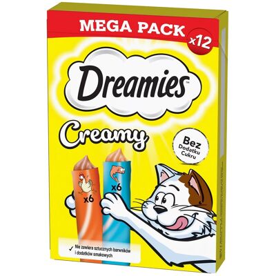 DREAMIES Creamy MEGA PACK kiegészítő takarmány csirkével és lazaccal 12x10 g DREAMIES Creamy MEGA PACK kiegészítő takarmány csirkével és lazaccal 12x10 g
