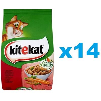 Kitekat Teljes értékű száraz macskatáp marhával és zöldségekkel - 14 db Kitekat Teljes értékű száraz macskatáp marhával és zöldségekkel - 14 db
