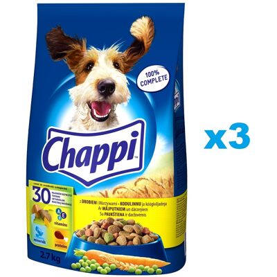 Chappi Csirke és Zöldség kutyaeledel - 3x2,7kg Chappi Csirke és Zöldség kutyaeledel - 3x2,7kg