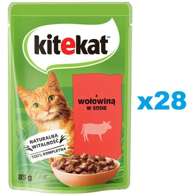 KITEKAT Marhahús Szószban 28x85 g - Macskatáp KITEKAT Marhahús Szószban 28x85 g - Macskatáp