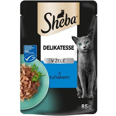 SHEBA Delicacy 85g teljes értékű nedves eledel felnőtt macskáknak tonhalas darabkák zselében SHEBA Delicacy 85g teljes értékű nedves eledel felnőtt macskáknak tonhalas darabkák zselében