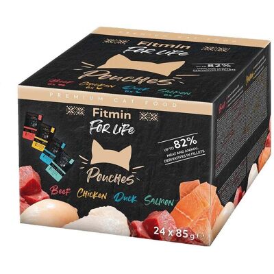 FITMIN For Life Cat Pouch Multipack 24x85g marhahússal, kacsával, csirkével és lazaccal mártásban FITMIN For Life Cat Pouch Multipack 24x85g marhahússal, kacsával, csirkével és lazaccal mártásban