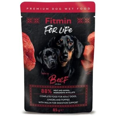 FITMIN For Life Adult és Kiskutyák Marha 85 g marhahúsos falatok szószban kiskutyák és felnőtt kutyák számára FITMIN For Life Adult és Kiskutyák Marha 85 g marhahúsos falatok szószban kiskutyák és felnőtt kutyák számára