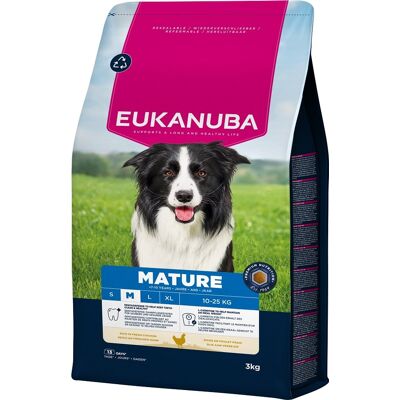 EUKANUBA Mature Medium Breeds Chicken 3 kg száraz táp érett közepes testű kutyáknak, friss csirkével gazdagítva EUKANUBA Mature Medium Breeds Chicken 3 kg száraz táp érett közepes testű kutyáknak, friss csirkével gazdagítva