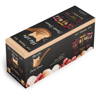FITMIN For Life Cat Cream Sauce Multipack 24×100g krémes tasakok macskáknak marhahússal, csirkével és kacsával FITMIN For Life Cat Cream Sauce Multipack 24×100g krémes tasakok macskáknak marhahússal, csirkével és kacsával