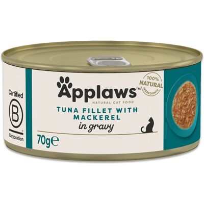 APPLAWS Cat Adult Tuna with Mackerel in Gravy filet tonhal és makréla szószban 70 g APPLAWS Cat Adult Tuna with Mackerel in Gravy filet tonhal és makréla szószban 70 g