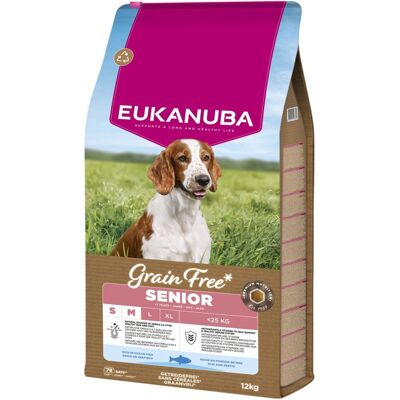 EUKANUBA Grain Free Senior Small Medium Ocean Fish 12 kg gabonamentes táplálék idősebb, kis és közepes testű kutyáknak, halakkal EUKANUBA Grain Free Senior Small Medium Ocean Fish 12 kg gabonamentes táplálék idősebb, kis és közepes testű kutyáknak, halakkal