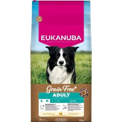 EUKANUBA Grain Free Adult Small Medium Chicken 12 kg gabonamentes kutyatáp kicsi és közepes testű kutyáknak csirkével EUKANUBA Grain Free Adult Small Medium Chicken 12 kg gabonamentes kutyatáp kicsi és közepes testű kutyáknak csirkével