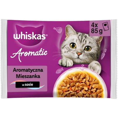 WHISKAS Aromatic Adult Aromás válogatás szószban 4 × 85 g – nedves eledel macskáknak WHISKAS Aromatic Adult Aromás válogatás szószban 4 × 85 g – nedves eledel macskáknak