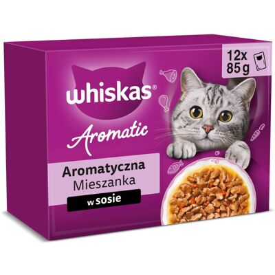WHISKAS Adult Aromás válogatás alutasakos multipack 12 × 85 g – szaftos falatok szószban, nedves eledel macskáknak WHISKAS Adult Aromás válogatás alutasakos multipack 12 × 85 g – szaftos falatok szószban, nedves eledel macskáknak