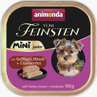 ANIMONDA Vom Feinsten Mini Junior csirkével, vaddal és áfonyával 100g nedves táplálék kiskutyák számára kis fajtákhoz ANIMONDA Vom Feinsten Mini Junior csirkével, vaddal és áfonyával 100g nedves táplálék kiskutyák számára kis fajtákhoz