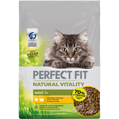 PERFECT FIT Natural Vitality 1+ csirkével és pulykával 650 g - száraz eledel felnőtt macskáknak PERFECT FIT Natural Vitality 1+ csirkével és pulykával 650 g - száraz eledel felnőtt macskáknak
