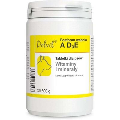 DOLFOS Dolvit Fosforan wapnia AD3E 800g (tabletkák) vitaminok és ásványi anyagok kutyák számára DOLFOS Dolvit Fosforan wapnia AD3E 800g (tabletkák) vitaminok és ásványi anyagok kutyák számára