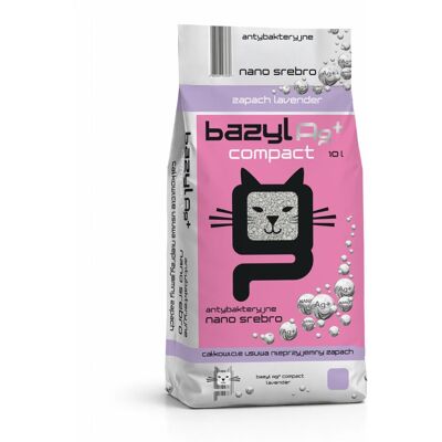 BAZYL Ag+ Compact Lavender 10L bentonit alom ezüstionokkal, levendula illatú BAZYL Ag+ Compact Lavender 10L bentonit alom ezüstionokkal, levendula illatú