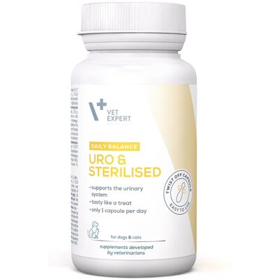 VETEXPERT VET EXPERT Daily Balance Uro and Sterilized vizeletürítési rendszer támogatása kutyák és macskák számára 30 kapszula VETEXPERT VET EXPERT Daily Balance Uro and Sterilized vizeletürítési rendszer támogatása kutyák és macskák számára 30 kapszula