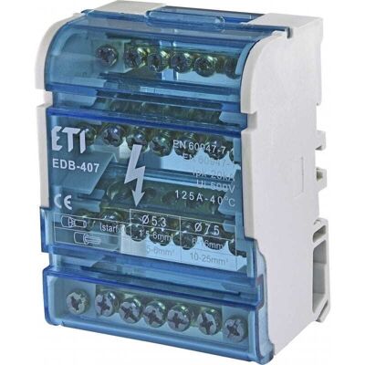 Etibox ETI Polam 125A Elosztó blokk - 7 terminál Etibox ETI Polam 125A Elosztó blokk - 7 terminál