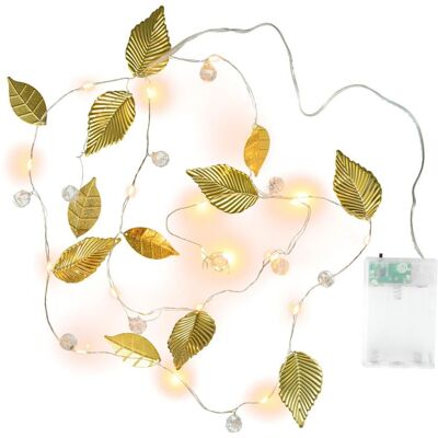 NEXOS Világító gyöngy arany levelek 20 LED meleg fehér 2 db NEXOS Világító gyöngy arany levelek 20 LED meleg fehér 2 db