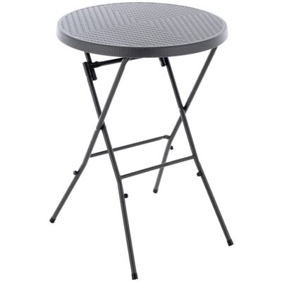 GARTHEN Kerti asztal kerek rattan 110 cm szürke GARTHEN Kerti asztal kerek rattan 110 cm szürke