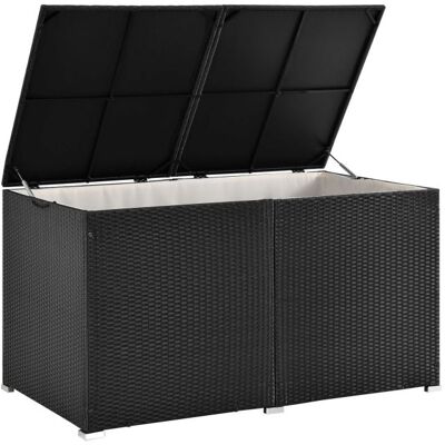 Juskys Polyrattan kerti tároló box 950 L fekete erősített fedél Juskys Polyrattan kerti tároló box 950 L fekete erősített fedél
