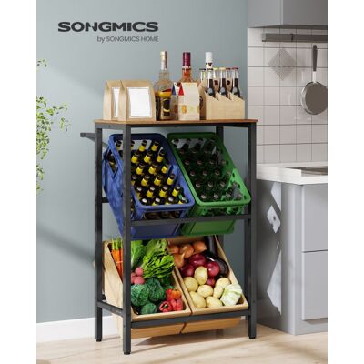 Songmics Rekeszes állvány 3 polcos 40 x 70 x 117 cm fekete Songmics Rekeszes állvány 3 polcos 40 x 70 x 117 cm fekete