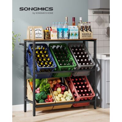 Songmics Rekeszes állvány 3 polcos 40 x 105 x 117 cm fekete Songmics Rekeszes állvány 3 polcos 40 x 105 x 117 cm fekete