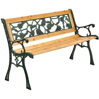 Juskys Kerti pad 122 cm rózsa motívum fa/öntöttvas Juskys Kerti pad 122 cm rózsa motívum fa/öntöttvas
