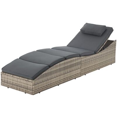 Juskys Kerti összecsukható napozóágy polirattan 200x60 cm szürke Juskys Kerti összecsukható napozóágy polirattan 200x60 cm szürke