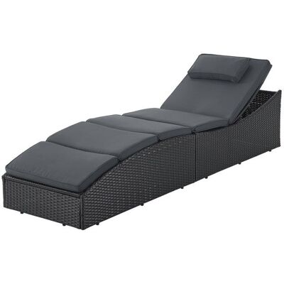 Juskys Polirattan összecsukható nyugágy 200 x 60 x 40 cm fekete Juskys Polirattan összecsukható nyugágy 200 x 60 x 40 cm fekete