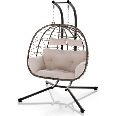Juskys Függőhinta kétszemélyes polyrattan bézs Juskys Függőhinta kétszemélyes polyrattan bézs