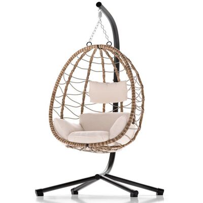 Juskys Rattan függőszék vázzal és párnával bézs Juskys Rattan függőszék vázzal és párnával bézs