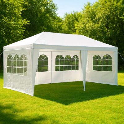Garthen Kerti party sátor 3×6 m fehér ablak/cipzár és PE sátor Garthen Kerti party sátor 3×6 m fehér ablak/cipzár és PE sátor