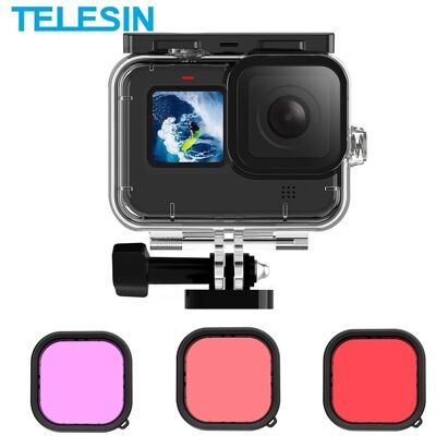 TELESIN GoPro Hero 9/ 10/ 11 vízálló búvár tok + Piros / Rózsaszín / Magenta szűrő (3db) - waterproof ház TELESIN GoPro Hero 9/ 10/ 11 vízálló búvár tok + Piros / Rózsaszín / Magenta szűrő (3db) - waterproof ház