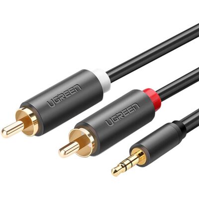 UGREEN AV102 Kábel 2x RCA, jack 3.5 mm 1m, fekete UGREEN AV102 Kábel 2x RCA, jack 3.5 mm 1m, fekete
