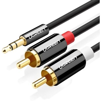 UGREEN AV116 kábel 3,5mm-es Jack 2RCA-hoz (Cinch) 2m (fekete) UGREEN AV116 kábel 3,5mm-es Jack 2RCA-hoz (Cinch) 2m (fekete)