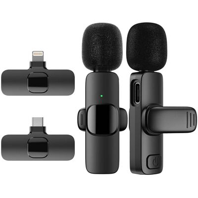 Apexel K9 2.4GHz USB-C Vezeték nélküli Mikrofon Kit (USB-C / PC-Android csatlakozóval) 2+1 Apexel K9 2.4GHz USB-C Vezeték nélküli Mikrofon Kit (USB-C / PC-Android csatlakozóval) 2+1