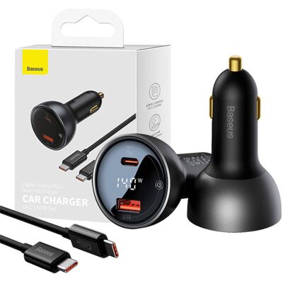 Baseus Superme autós töltő, USB, USB-C, 140W (fekete) Baseus Superme autós töltő, USB, USB-C, 140W (fekete)