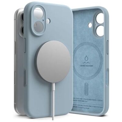 Ringke iPhone 16 Tok - Szilikon Mágneses Kék Ringke iPhone 16 Tok - Szilikon Mágneses Kék