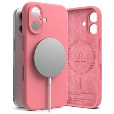 Ringke Rózsaszín iPhone 16 Szilikon Magnetikus MagSafe Tok - Telefontípus Ringke Rózsaszín iPhone 16 Szilikon Magnetikus MagSafe Tok - Telefontípus