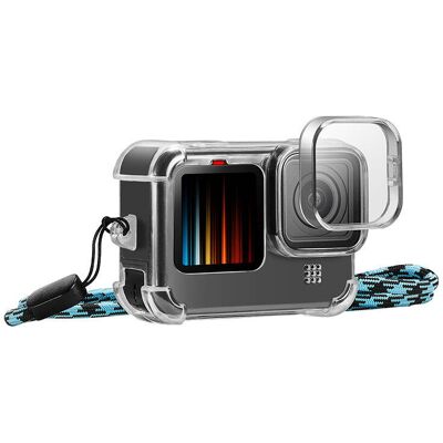 tok lencsevédővel és nyakpánttal PULUZ GoPro Hero 9 / 10 / 11 kamerához tok lencsevédővel és nyakpánttal PULUZ GoPro Hero 9 / 10 / 11 kamerához