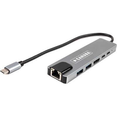 Caruba 6 az 1-ben USB-C hub + Ethernet csatlakozó Caruba 6 az 1-ben USB-C hub + Ethernet csatlakozó