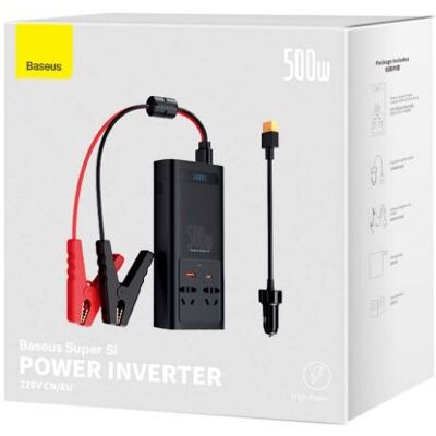 Baseus autós inverter 500W, 220V, CN / EU (Fekete) Baseus autós inverter 500W, 220V, CN / EU (Fekete)