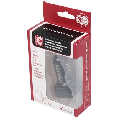 Caruba Duo USB autós töltő 4,8 amper Fekete Caruba Duo USB autós töltő 4,8 amper Fekete