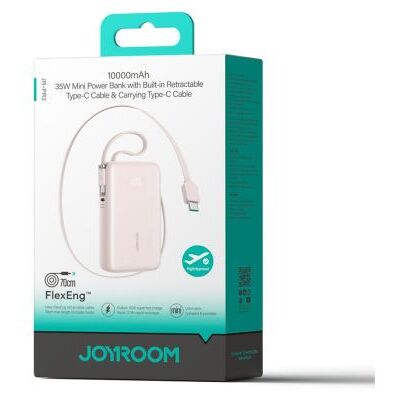 Joyroom powerbank 10000 mAh C+U+U PD 35W beépített visszahúzható 2x Type-C kábellel (rózsaszín) Joyroom powerbank 10000 mAh C+U+U PD 35W beépített visszahúzható 2x Type-C kábellel (rózsaszín)