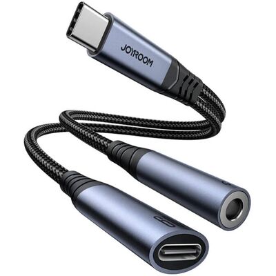 Joyroom SY-C02 2in1 Audio Adapter / Type-C 3.5mm + Type-C (fekete) Joyroom SY-C02 2in1 Audio Adapter / Type-C 3.5mm + Type-C (fekete)