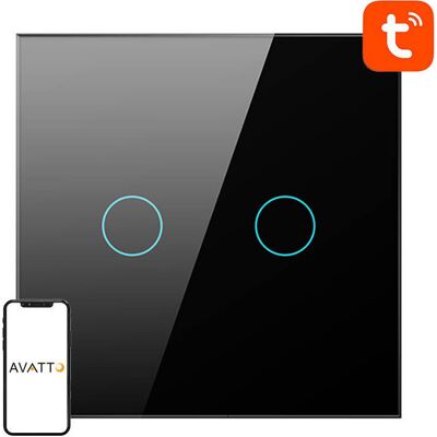 Avatto WiFi Okos fénykapcsoló, 2-utas, (Fekete) (TS02-EU-B2) Avatto WiFi Okos fénykapcsoló, 2-utas, (Fekete) (TS02-EU-B2)