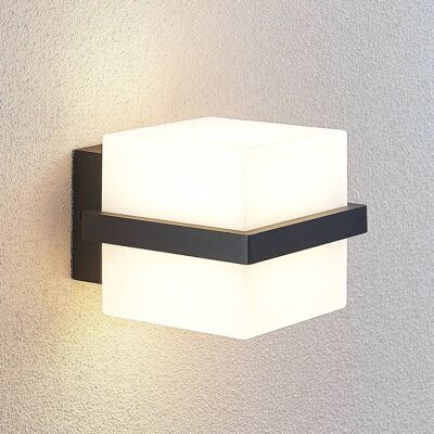 Lindby Auron LED kültéri fali lámpa, kocka alakú, Fekete, Műanyag, Modern Lindby Auron LED kültéri fali lámpa, kocka alakú, Fekete, Műanyag, Modern
