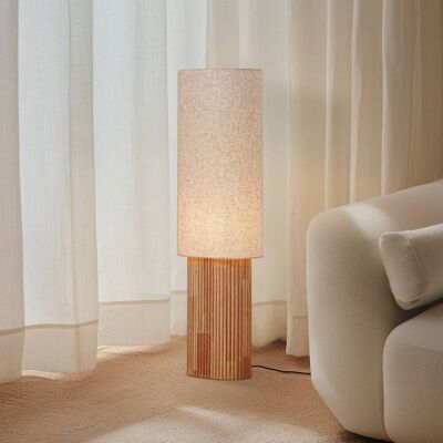 Lindby Kimiko álló világítás, magasság 100 cm, fa, textil, E27, Világos fa, Nappali / Étkező, Fa, Skandináv Lindby Kimiko álló világítás, magasság 100 cm, fa, textil, E27, Világos fa, Nappali / Étkező, Fa, Skandináv