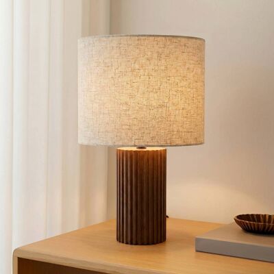 Lindby Kimiko asztali világítás, magasság 38 cm, diófa, textil, Sötét fa, Nappali / Étkező, Fa, Skandináv Lindby Kimiko asztali világítás, magasság 38 cm, diófa, textil, Sötét fa, Nappali / Étkező, Fa, Skandináv