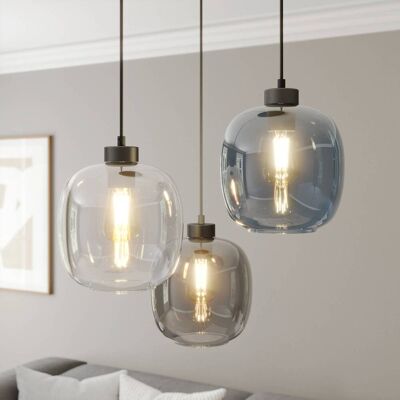 TK Lighting Elio függőlámpa, üveg, kék/tiszta/szürke, Ø 52 cm, 3 lámpás, dimmelhető, Tiszta / átlátszó, Nappali / Étkező, Üveg, Modern TK Lighting Elio függőlámpa, üveg, kék/tiszta/szürke, Ø 52 cm, 3 lámpás, dimmelhető, Tiszta / átlátszó, Nappali / Étkező, Üveg, Modern