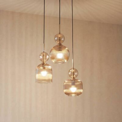 TK Lighting Sophia lógó lámpa, 3 izzós, Ø 41 cm, konyak/fekete, E14, dimmelhető, Alu / szürke / cink, Nappali / Étkező, Üveg TK Lighting Sophia lógó lámpa, 3 izzós, Ø 41 cm, konyak/fekete, E14, dimmelhető, Alu / szürke / cink, Nappali / Étkező, Üveg